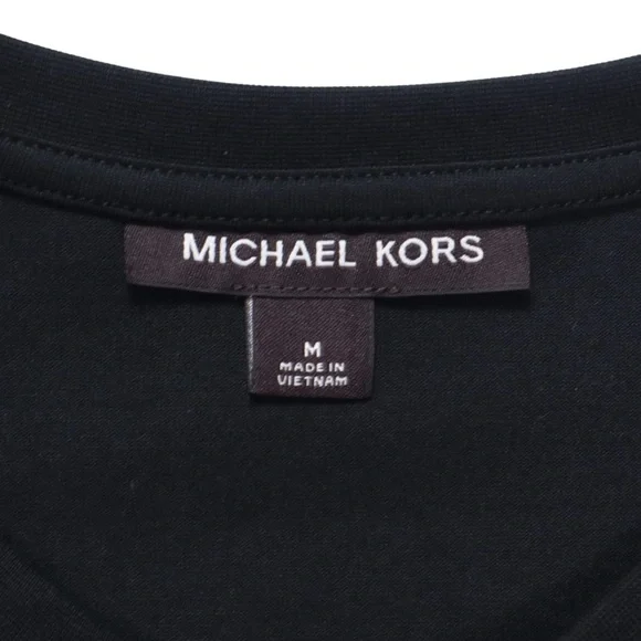 Michael Kors T-shirt Mens Size Medium Embroidered Logo Black Short Sleeve - Picture 8 of 12